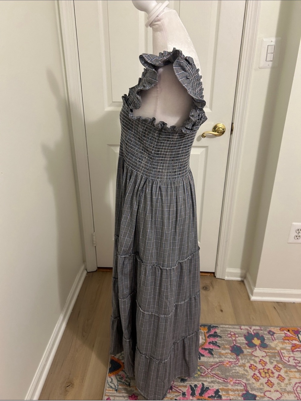Hill House Home Ellie Nap Dress Tai Check Gray and Blue Plaid Size Large - Picture 9 of 15